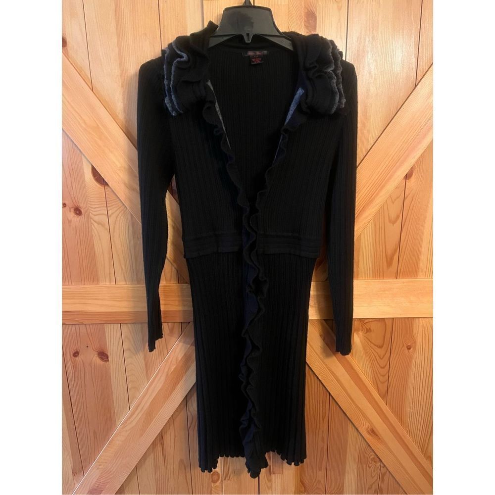 Alison Sheri Ruffle black Cardigan Size Small (1561)